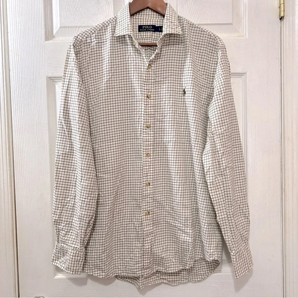POLO Ralph Lauren Men's Button Down Shirt Plaid Olive Maroon Cream Size Large